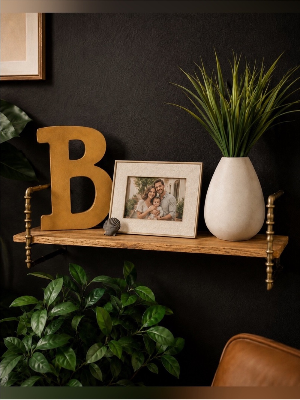 Hearth & Hand Magnolia Twisted Brass Wood Wall Shelf - Picture 3 of 4